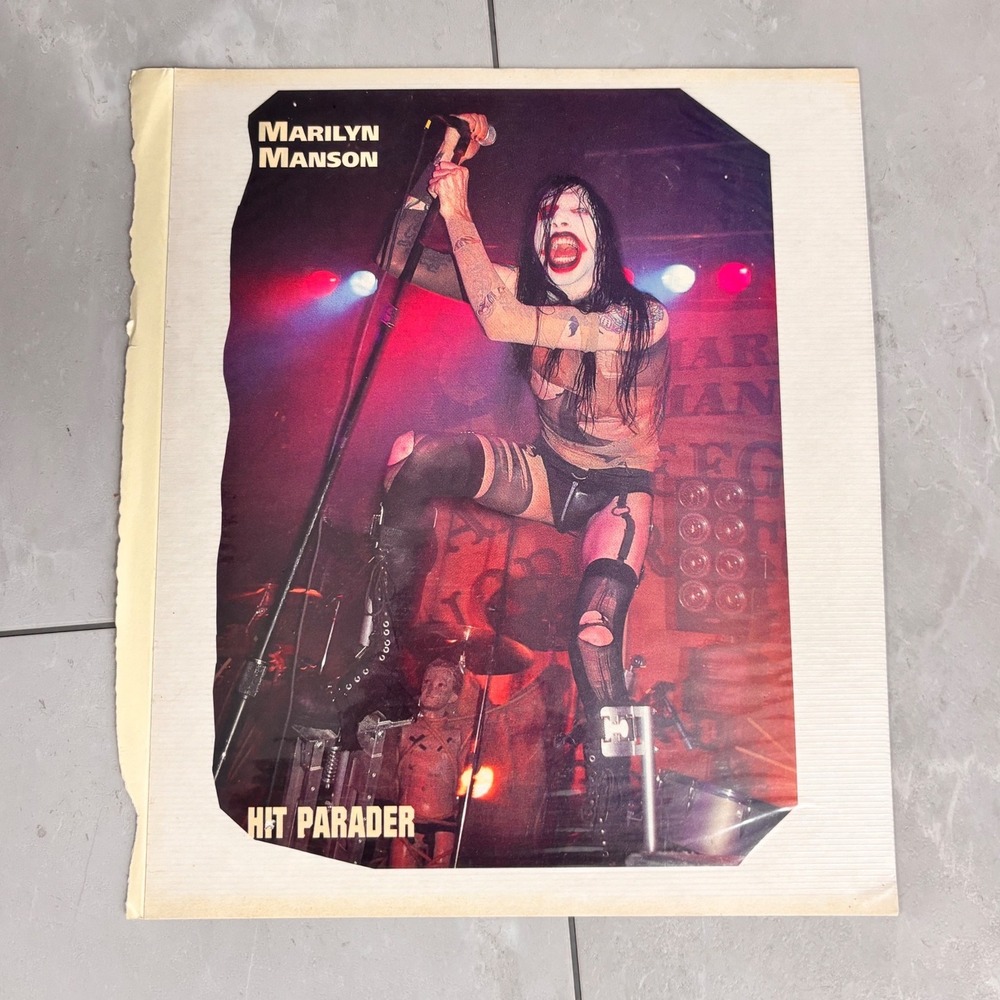 Vintage 1990s Marilyn Manson Hit Parader Double Sided Poster